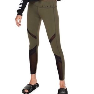 Pink fleece lined mesh leggings -xs olive